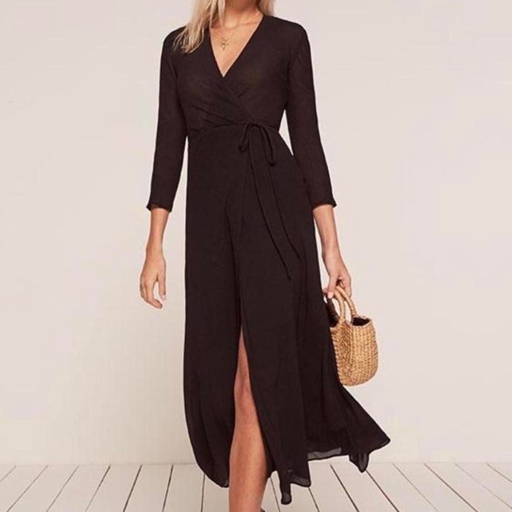 Reformation black long sleeve dress